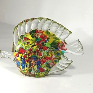 Angel Fish Art Glass Vtg. Murano Style Large 6" Tall x 8" Long